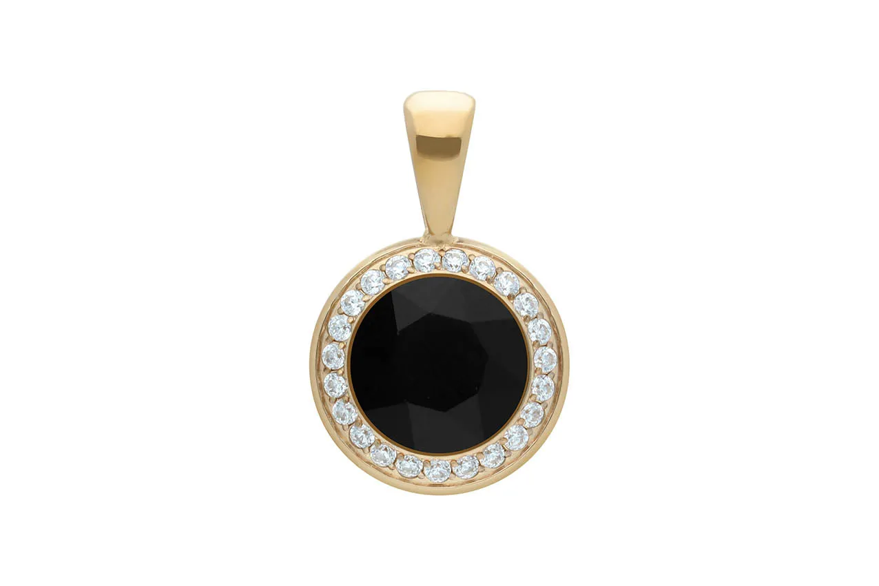 Qudo Tondo Deluxe Pendant Gold Necklace - Jet