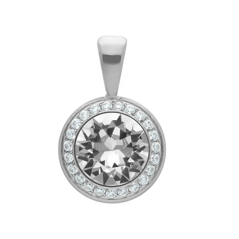 Qudo Tondo Deluxe Pendant Silver Necklace - Crystal