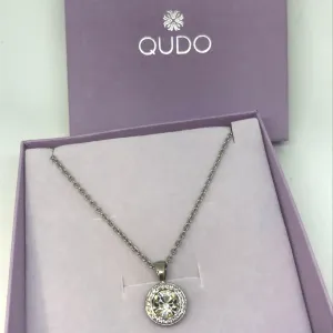 Qudo Tondo Deluxe Pendant Silver Necklace - Crystal