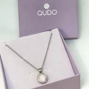 Qudo Tondo Deluxe Pendant Silver Necklace - Rose Water Opal