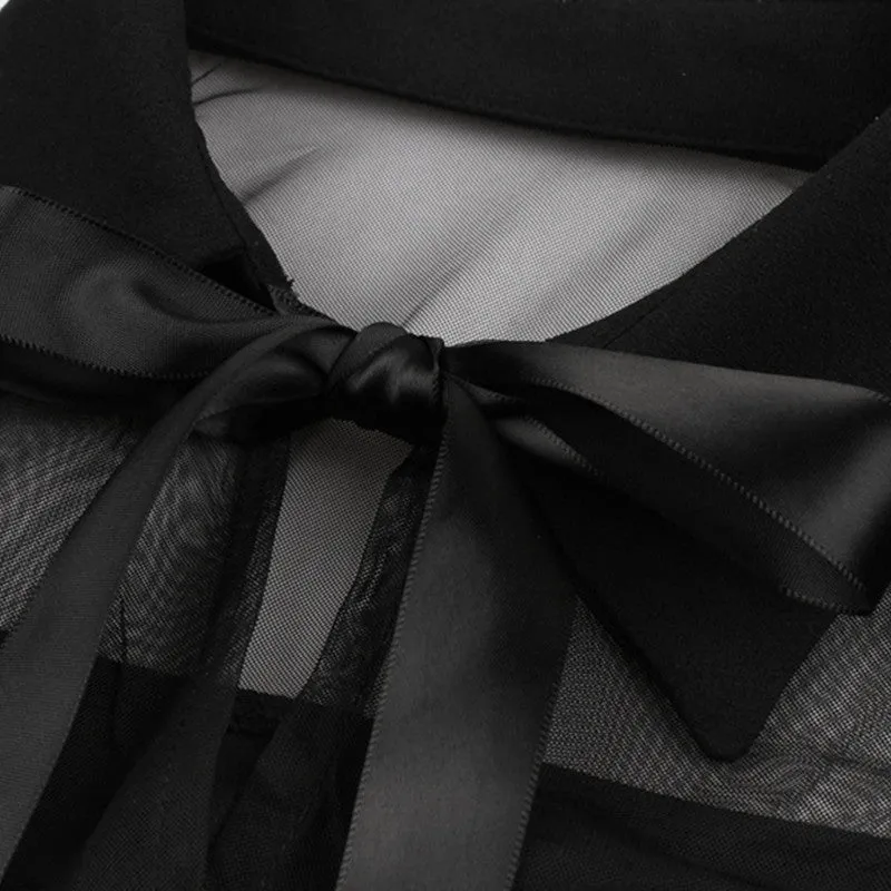 "BLACK RETRO MESH BOWKNOT" DRESS Y021609
