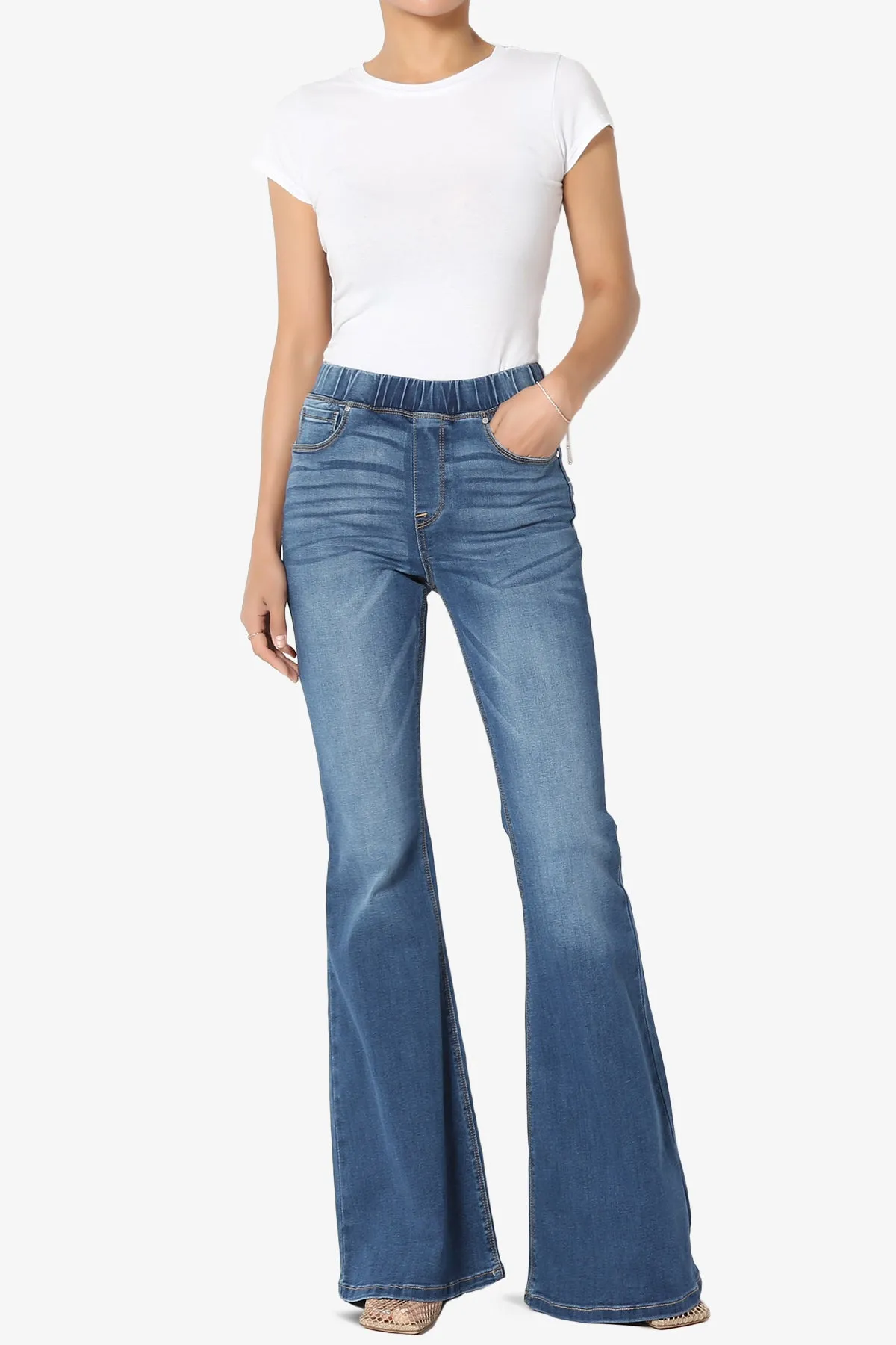 Rafa Elastic High Rise Flare Leg Jeans