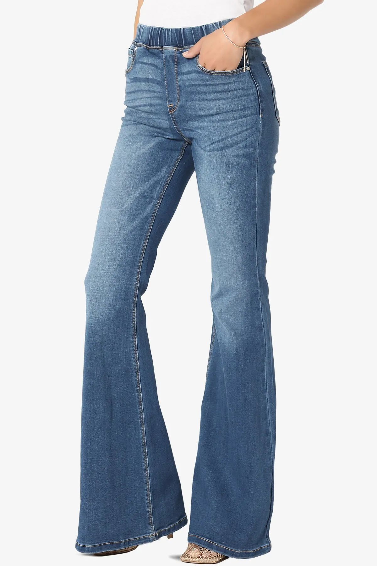 Rafa Elastic High Rise Flare Leg Jeans