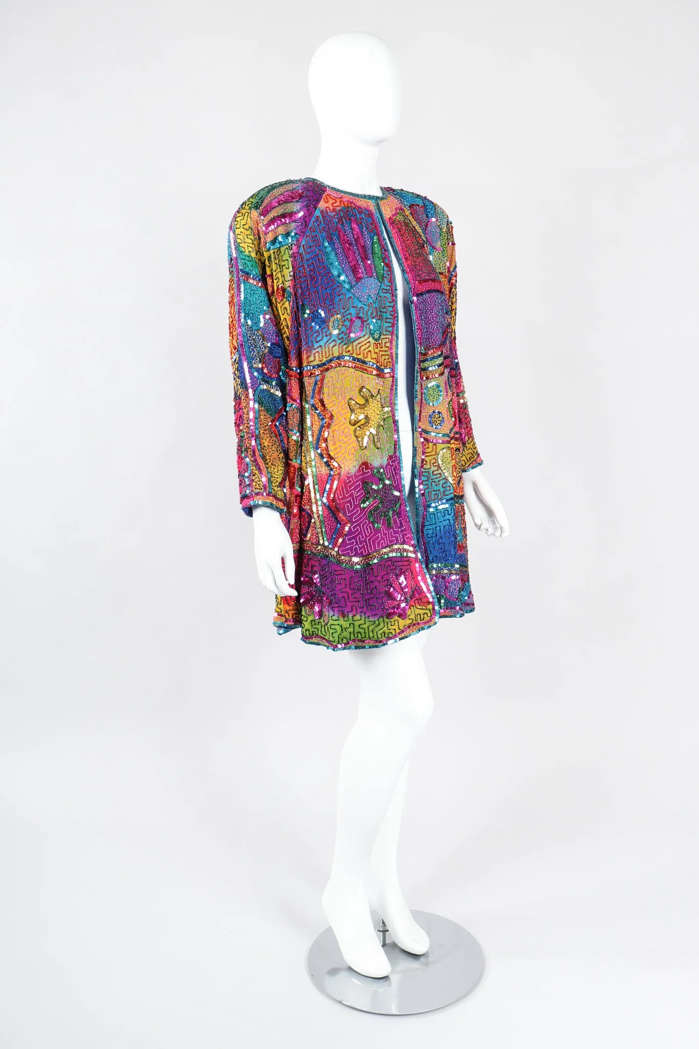 Rainbow Beaded Swing Coat