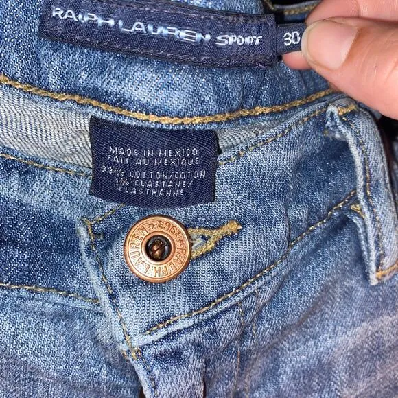 RALPH LAUREN SPORT Blue Vintage 00's Cotton Light Wash Denim Shorts