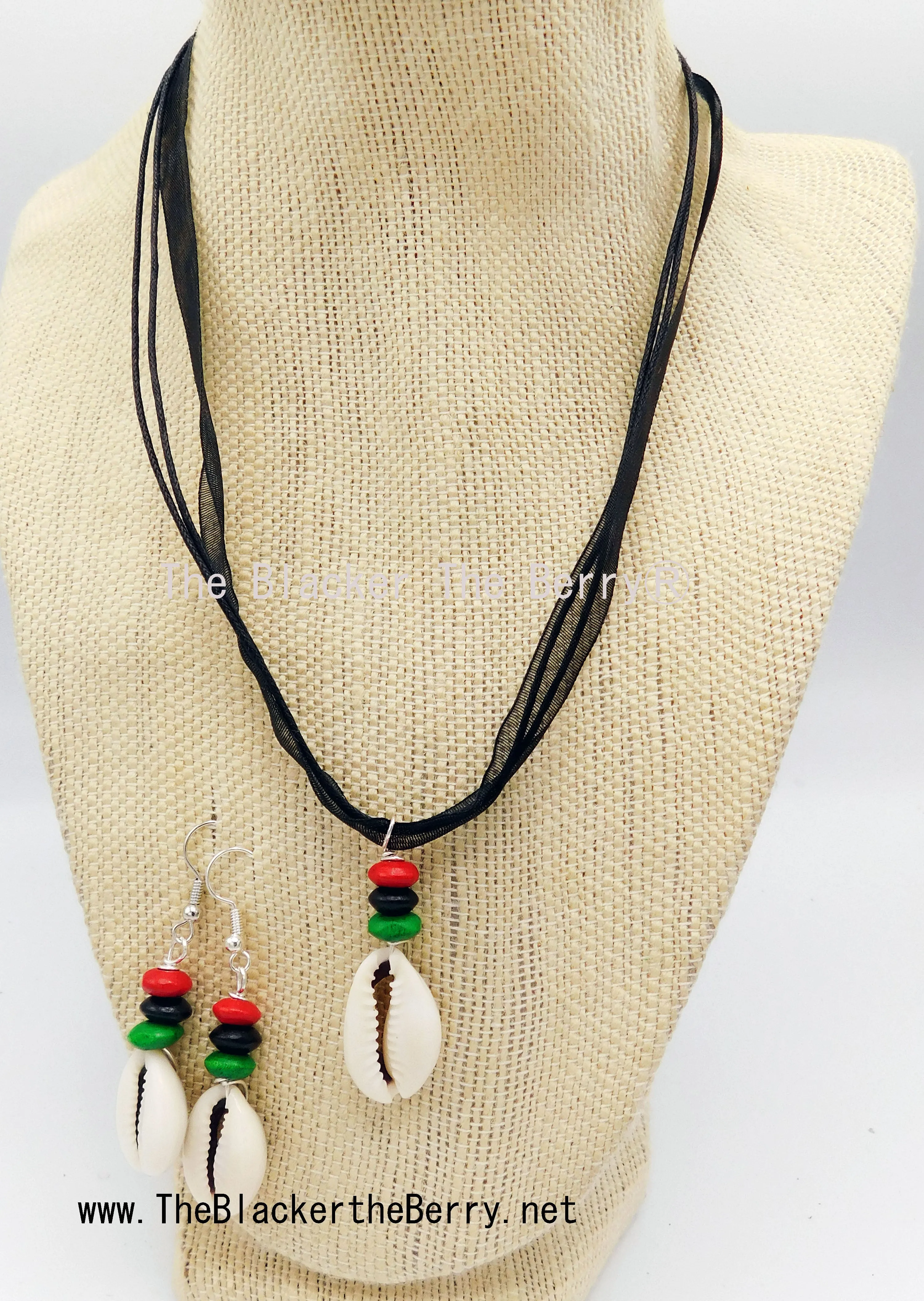 RBG Necklace Cowrie Shell Ethnic Jewelry Pan African