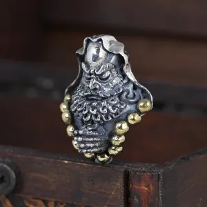 Real Solid 925 Sterling Silver Pendants Bodhidharma Buddha Retro Punk Jewelry