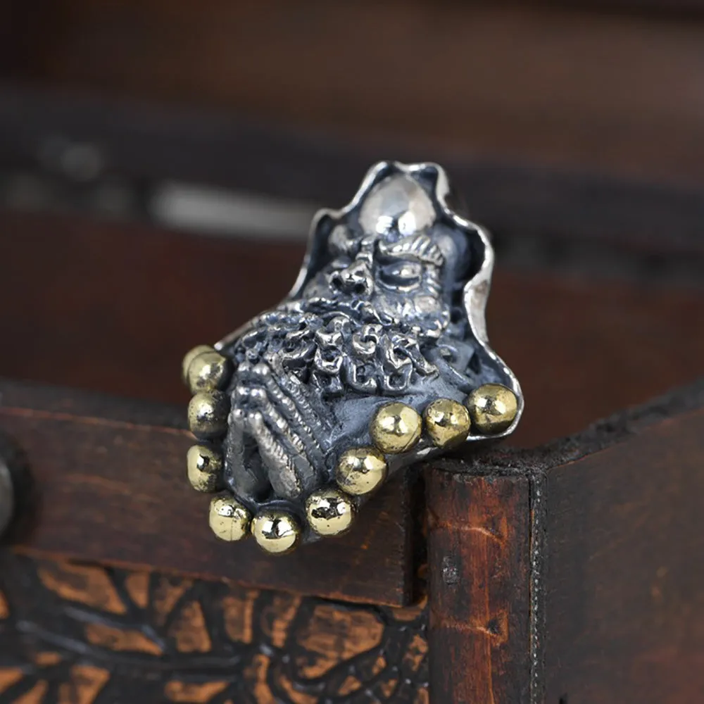 Real Solid 925 Sterling Silver Pendants Bodhidharma Buddha Retro Punk Jewelry
