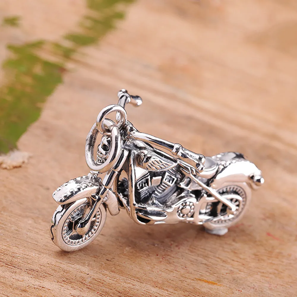 Real Solid 925 Sterling Silver Pendants Motorcycle Vehicles Gothic Punk Jewelry