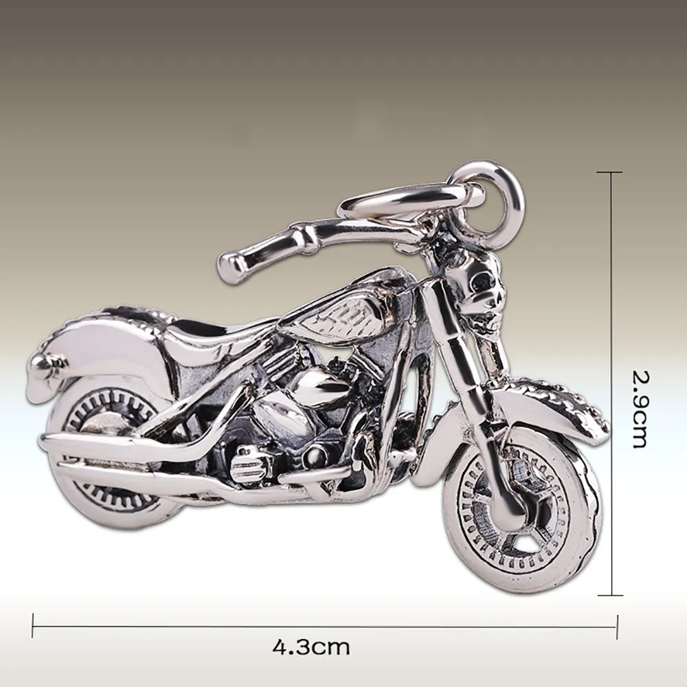 Real Solid 925 Sterling Silver Pendants Motorcycle Vehicles Gothic Punk Jewelry