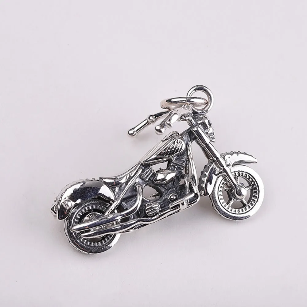 Real Solid 925 Sterling Silver Pendants Motorcycle Vehicles Gothic Punk Jewelry