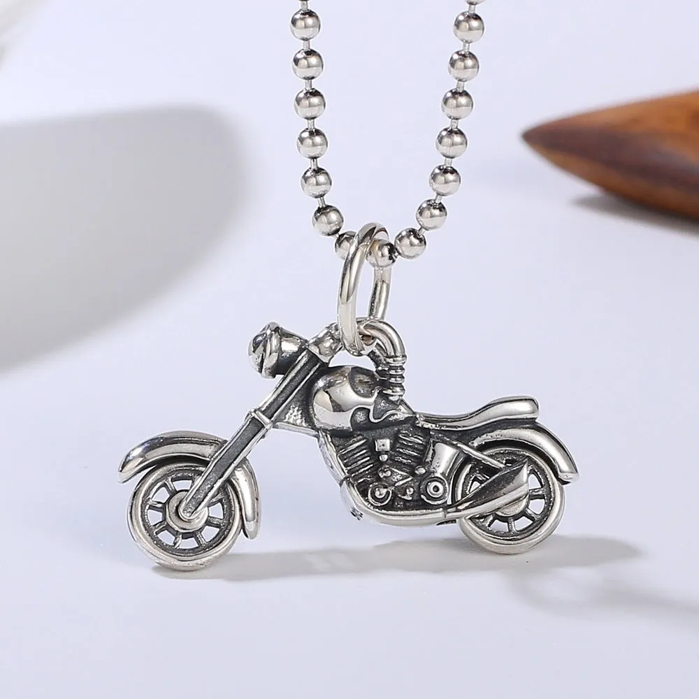 Real Solid 925 Sterling Silver Pendants Motorcycle Vehicles Gothic Punk Jewelry