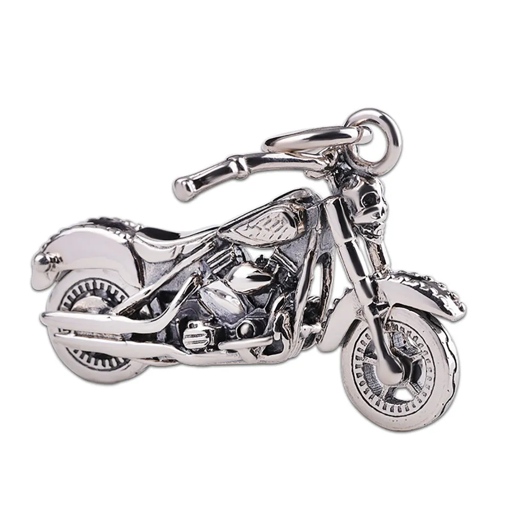 Real Solid 925 Sterling Silver Pendants Motorcycle Vehicles Gothic Punk Jewelry