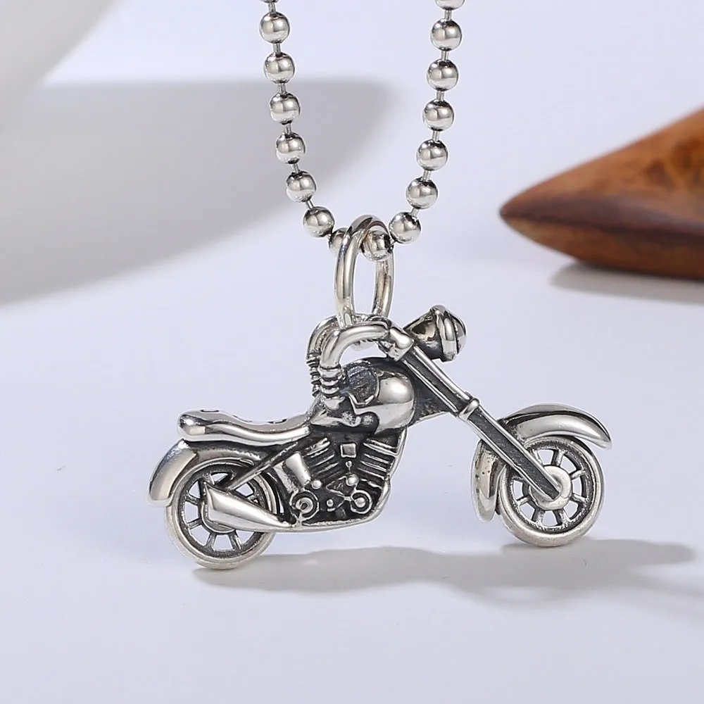 Real Solid 925 Sterling Silver Pendants Motorcycle Vehicles Gothic Punk Jewelry