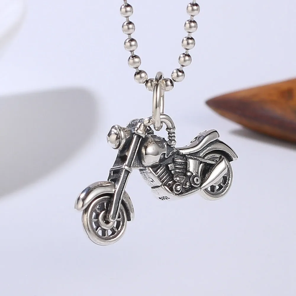 Real Solid 925 Sterling Silver Pendants Motorcycle Vehicles Gothic Punk Jewelry