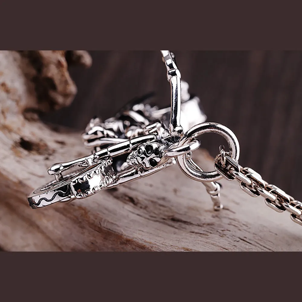 Real Solid 925 Sterling Silver Pendants Motorcycle Vehicles Gothic Punk Jewelry