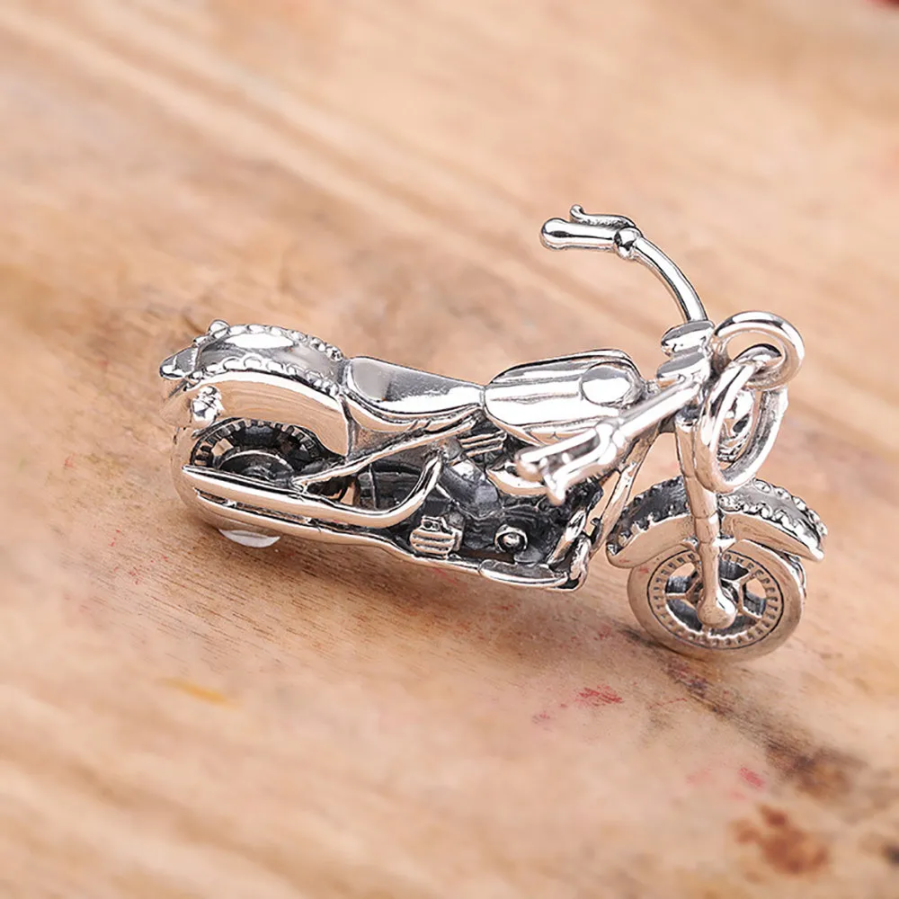 Real Solid 925 Sterling Silver Pendants Motorcycle Vehicles Gothic Punk Jewelry