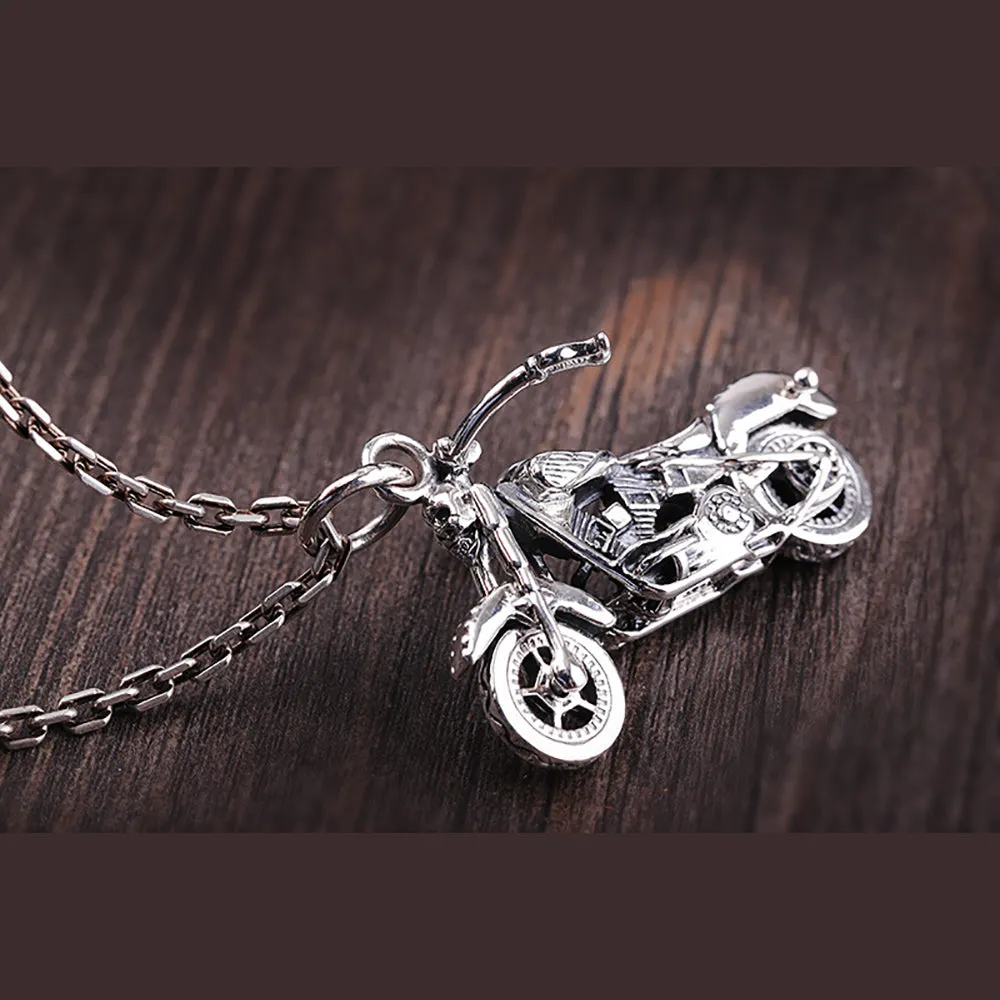 Real Solid 925 Sterling Silver Pendants Motorcycle Vehicles Gothic Punk Jewelry