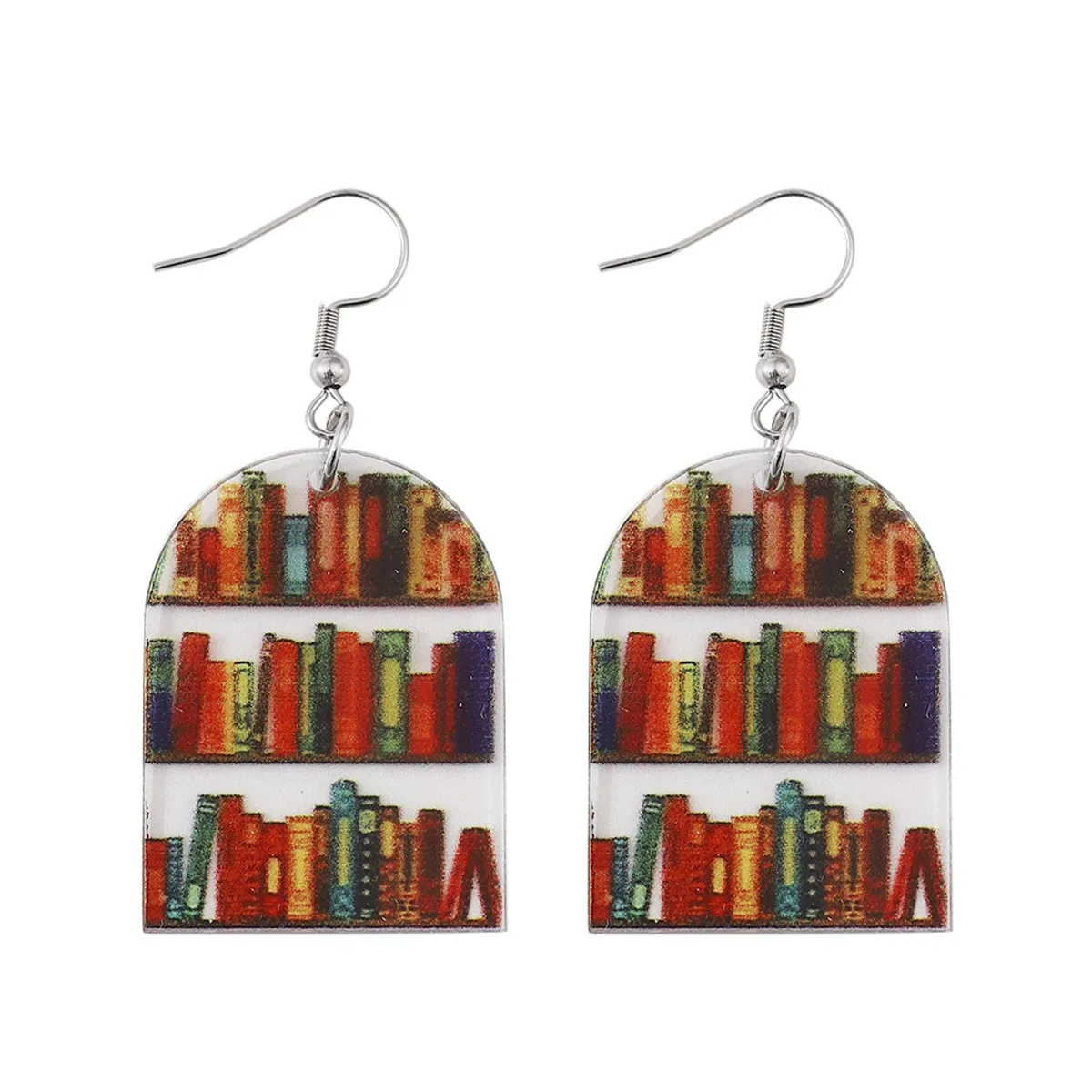 Red & Yellow Bookcase Drop Earrings