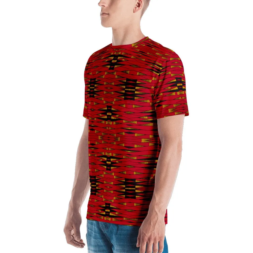 Red Black African Print Men's T-shirt