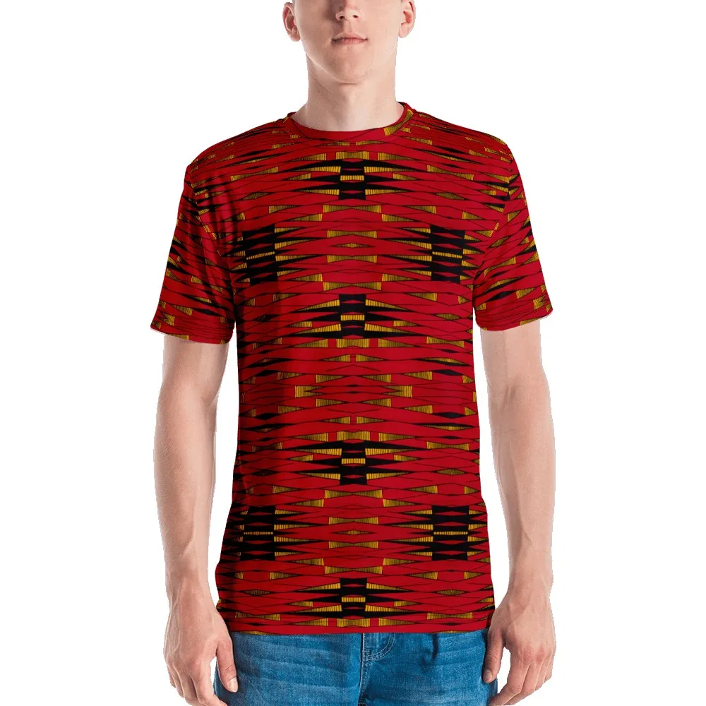 Red Black African Print Men's T-shirt
