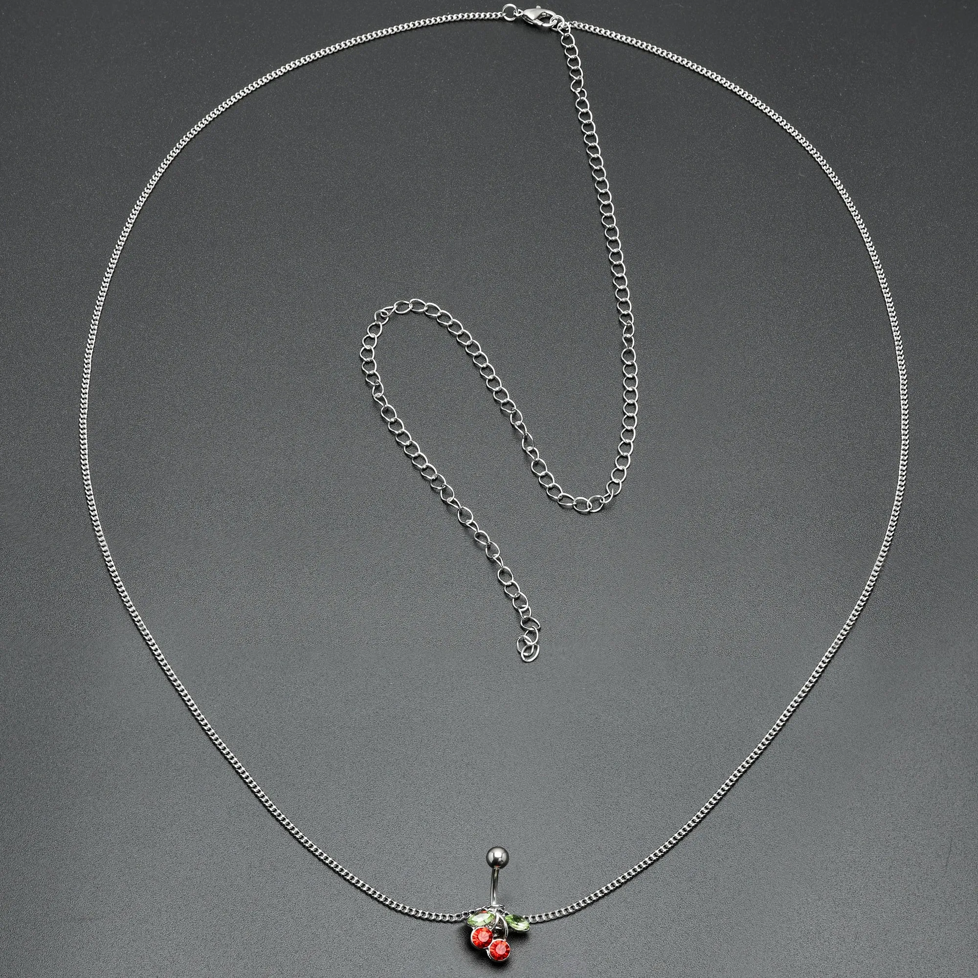 Red Green Gem Cheery Cherries Fruit Belly Ring Belly Chain