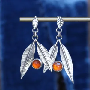Redlands Orange leaf earrings with orange Kyanite