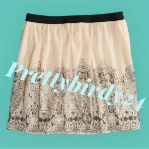 Retro AEO Ivory Chiffon Print Mini Skirt