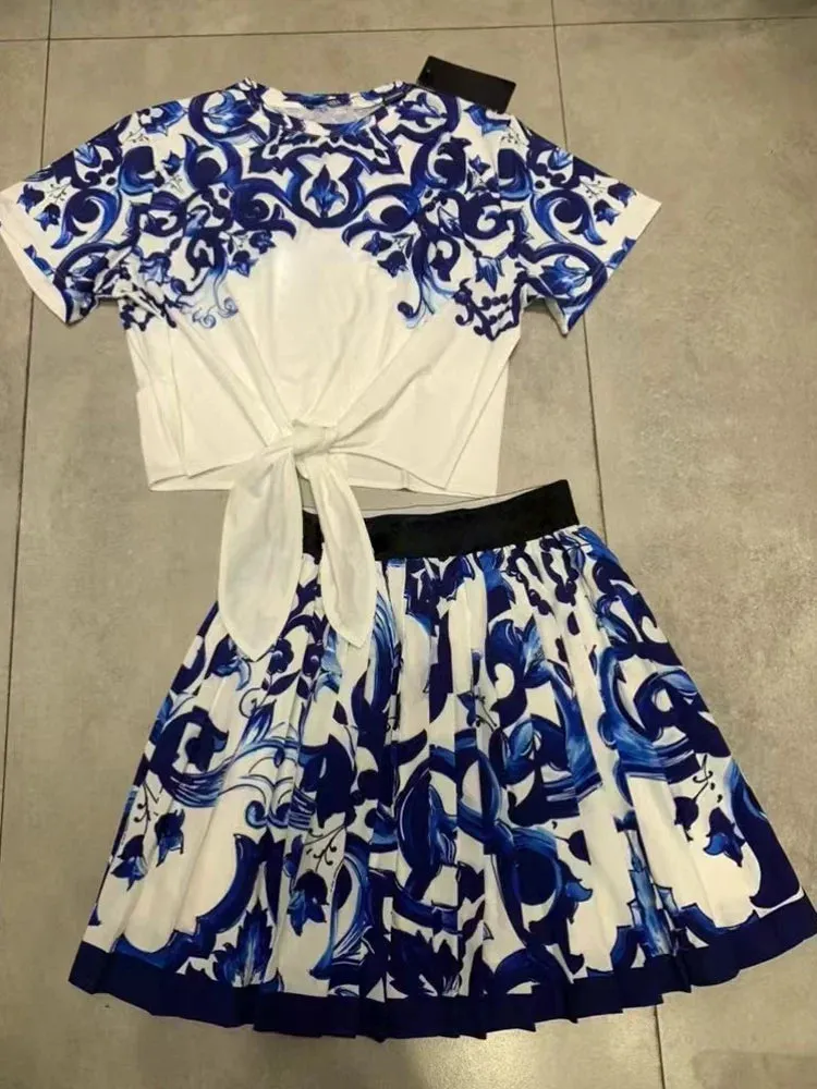 Retro Geometric Print high waist strap T two-piece