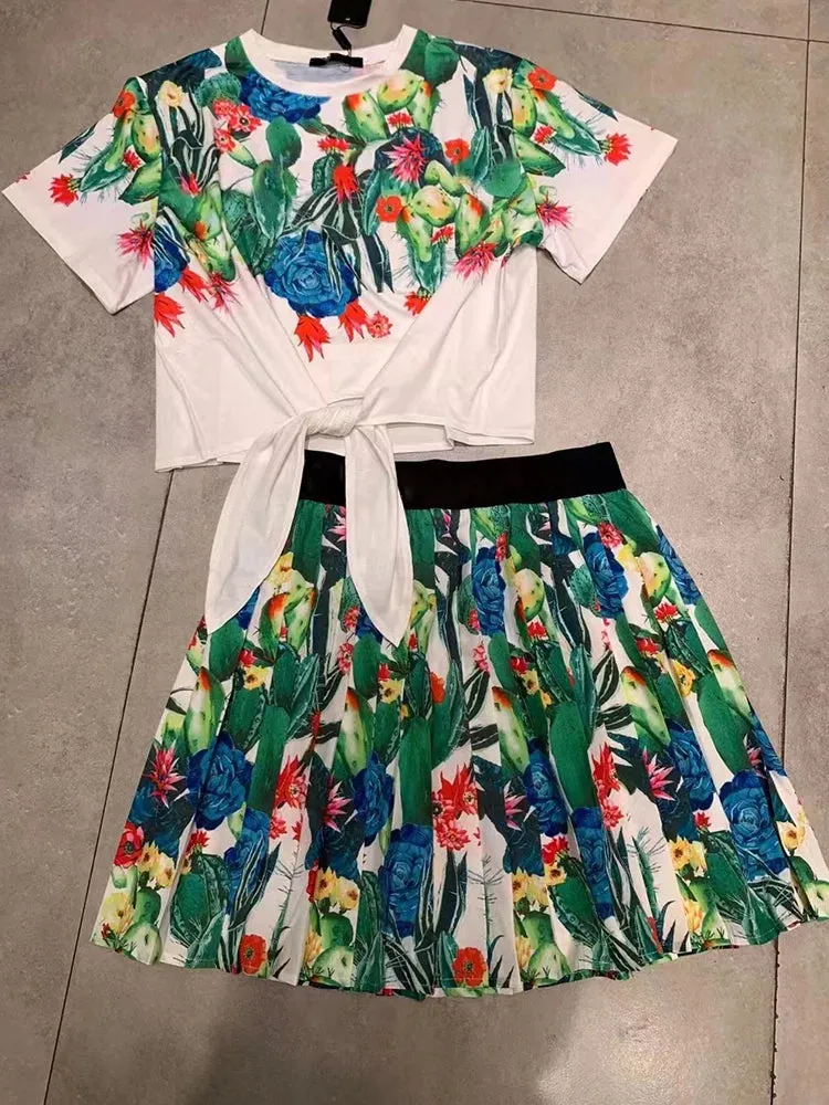 Retro Geometric Print high waist strap T two-piece