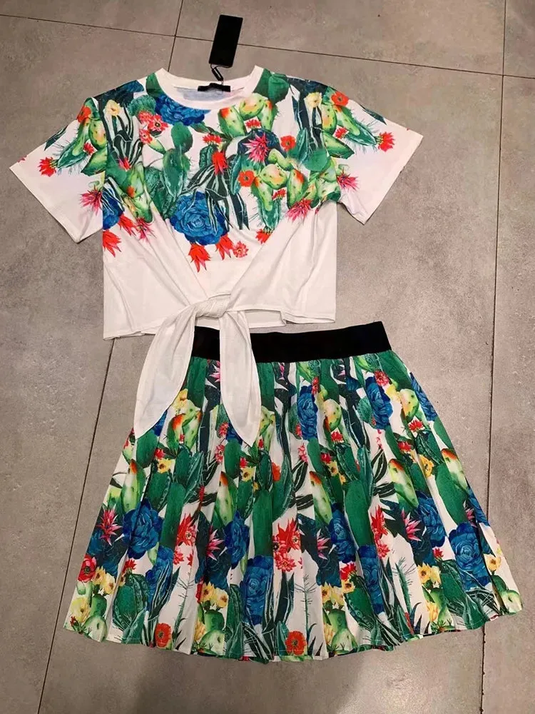 Retro Geometric Print high waist strap T two-piece