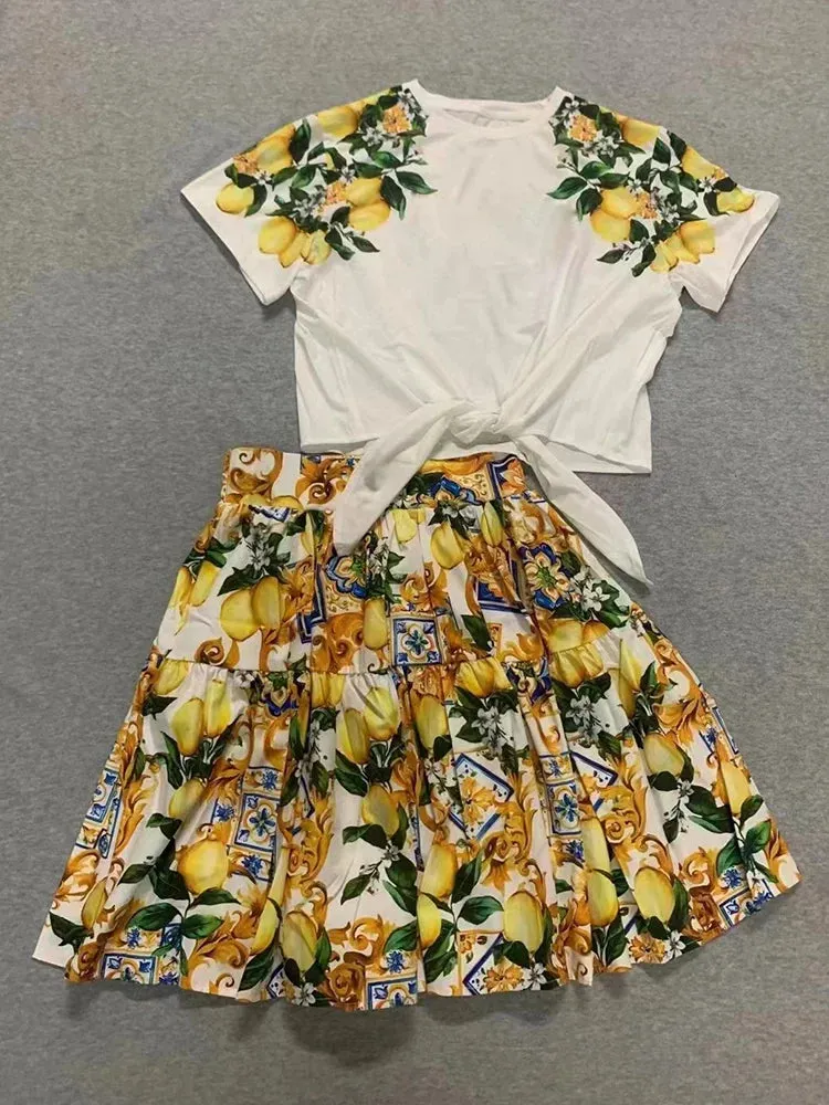 Retro Geometric Print high waist strap T two-piece
