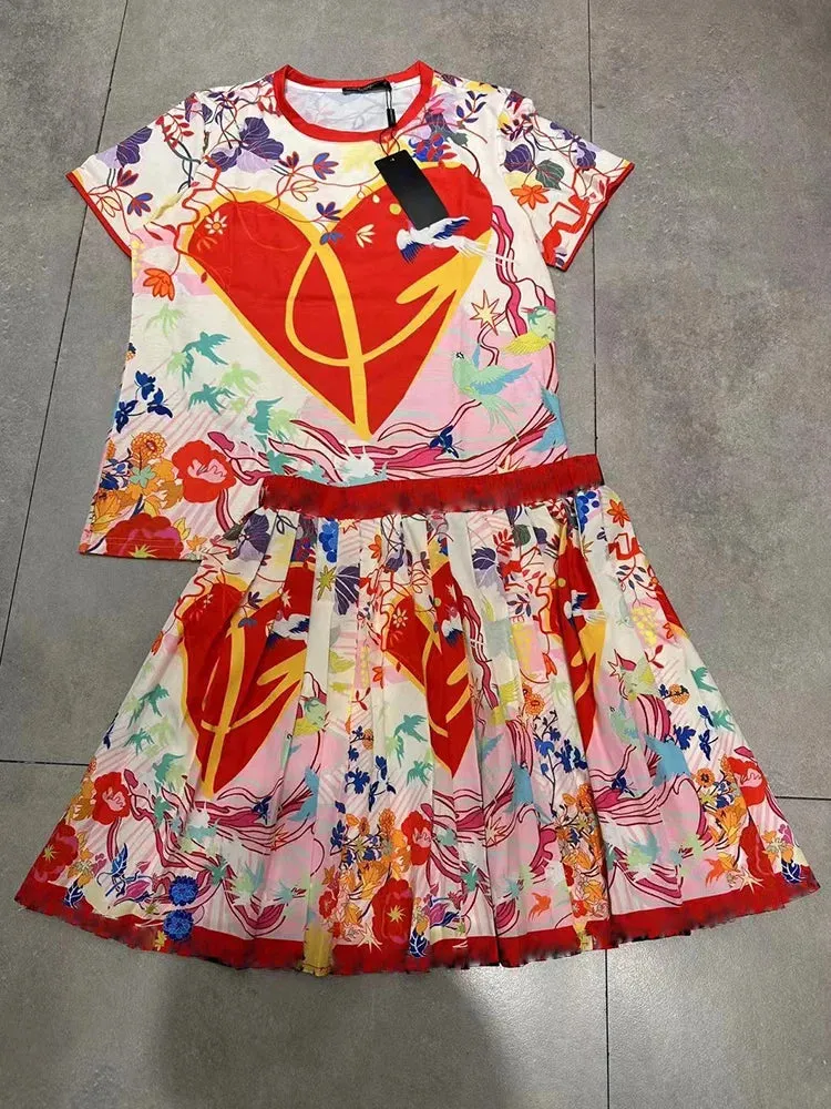 Retro Geometric Print high waist strap T two-piece