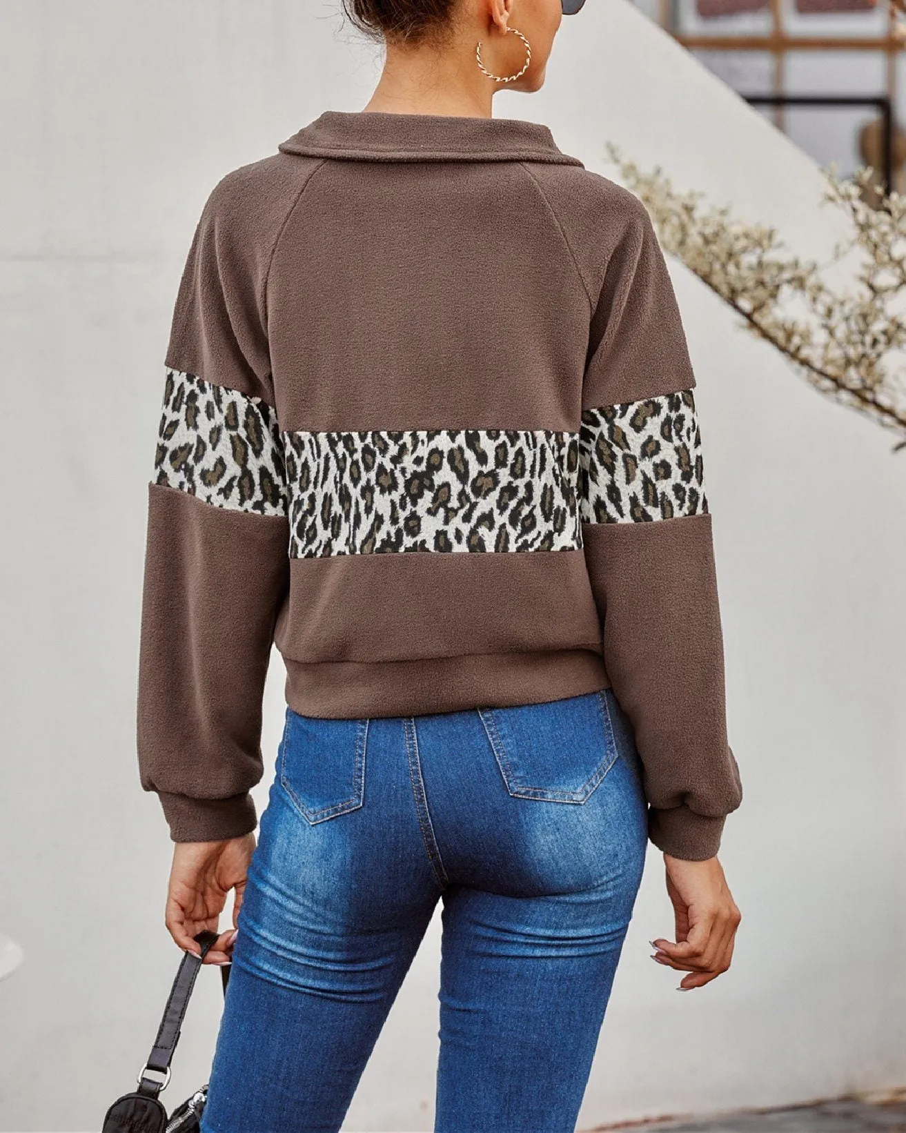 Retro Leopard Stitching Zip Jacket