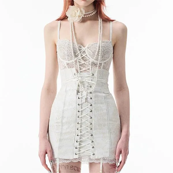 Retro palace lace vest   strap skirt yc3309