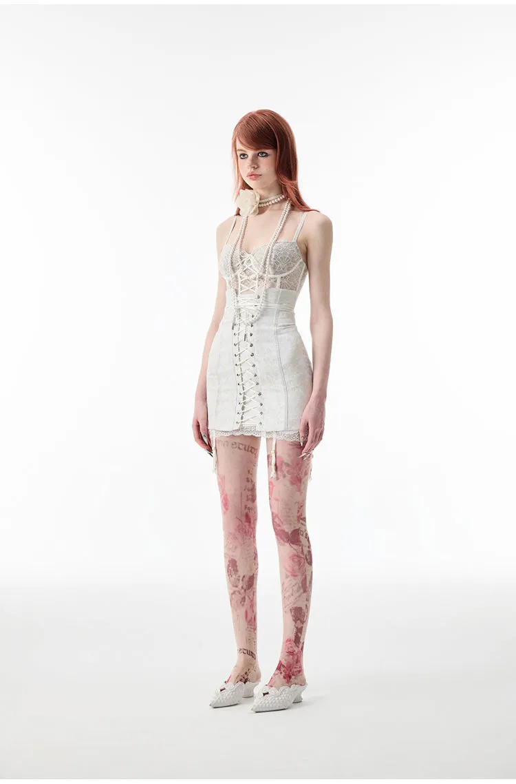 Retro palace lace vest   strap skirt yc3309