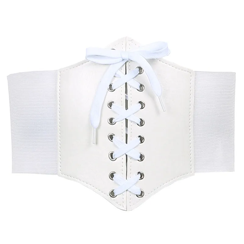 RETRO PU CROSS-LACE ELASTIC BELT Corset KF1004