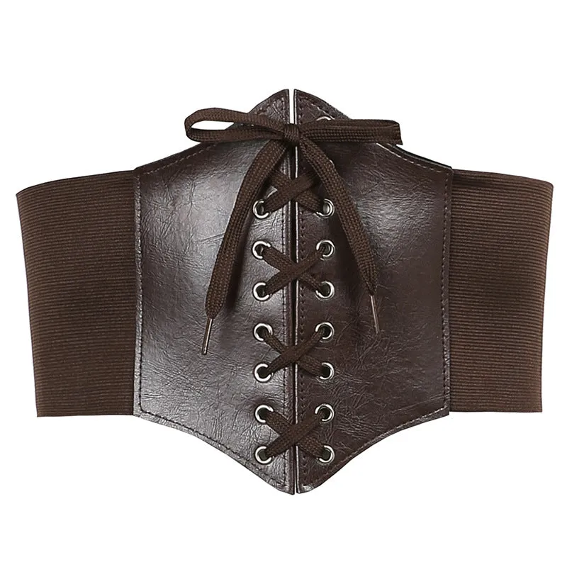 RETRO PU CROSS-LACE ELASTIC BELT Corset KF1004