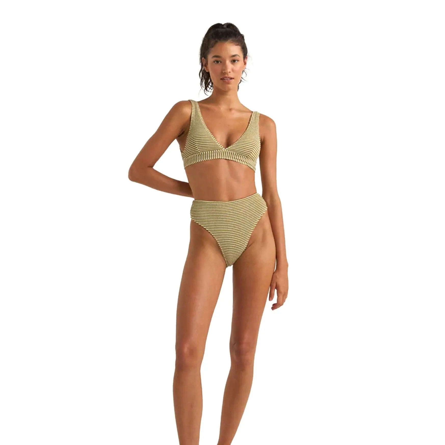 RHYTHM COVE STRIPE HI WAIST PANT OLIVE