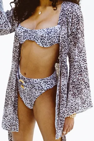 RILEY LEOPARD-PRINT BELTED HIGH-WAIST BIKINI BOTTOM