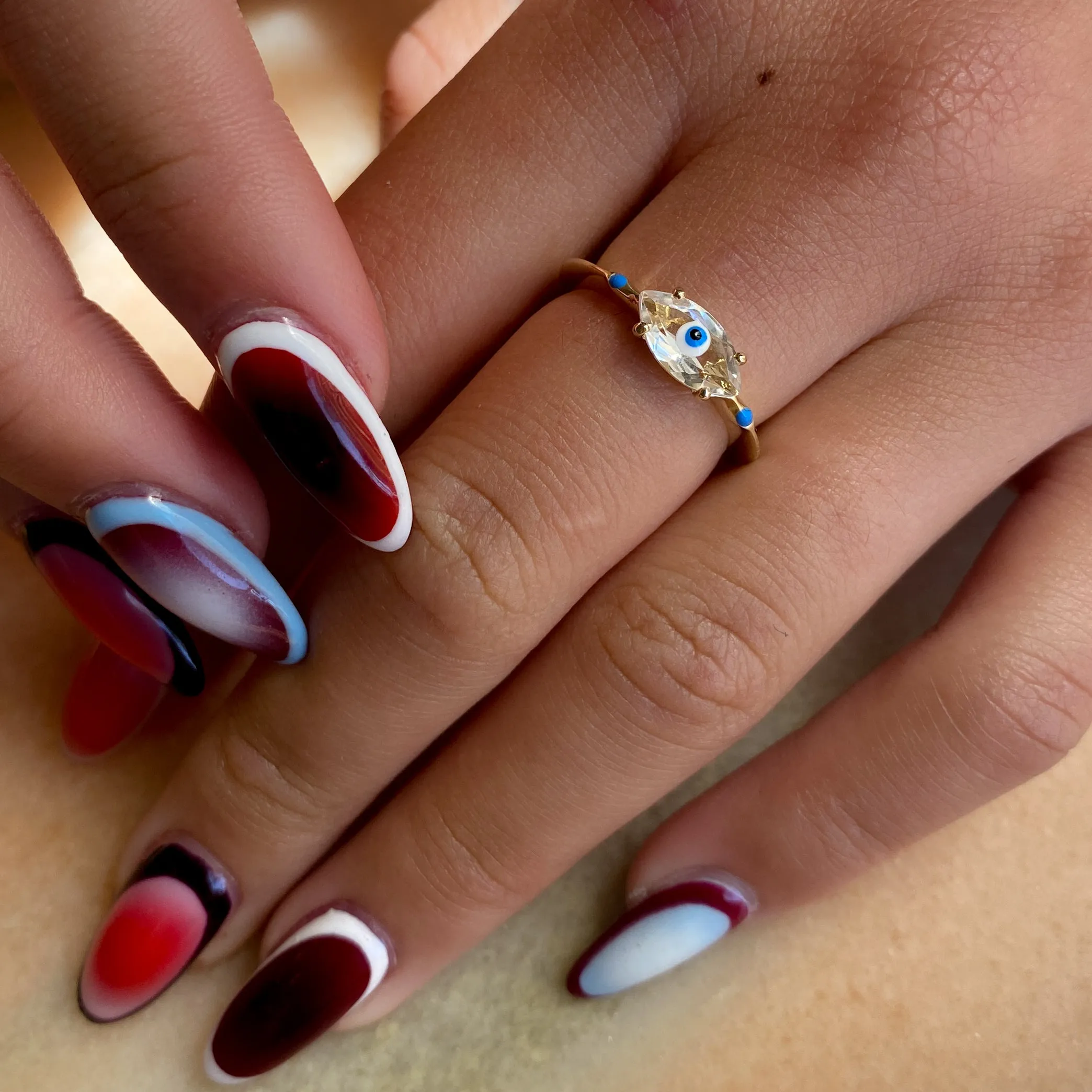 Rock Crystal Big Eye Ring
