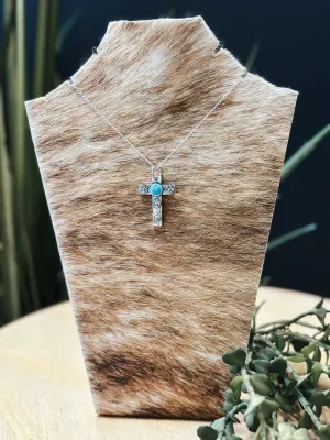 Roses Cross Turquoise Necklace