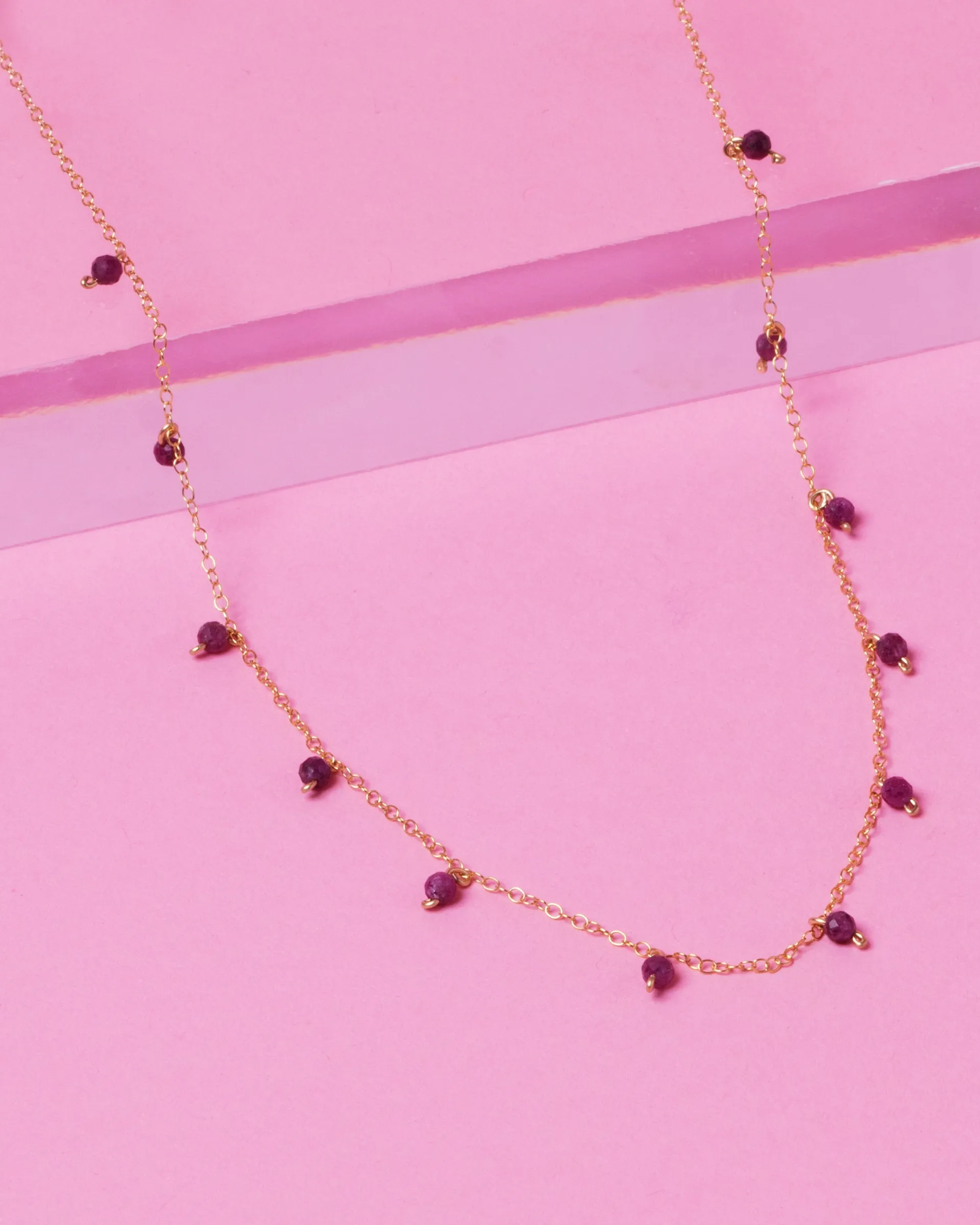 RUBY DAINTY 14K GOLD FILLED NECKLACE