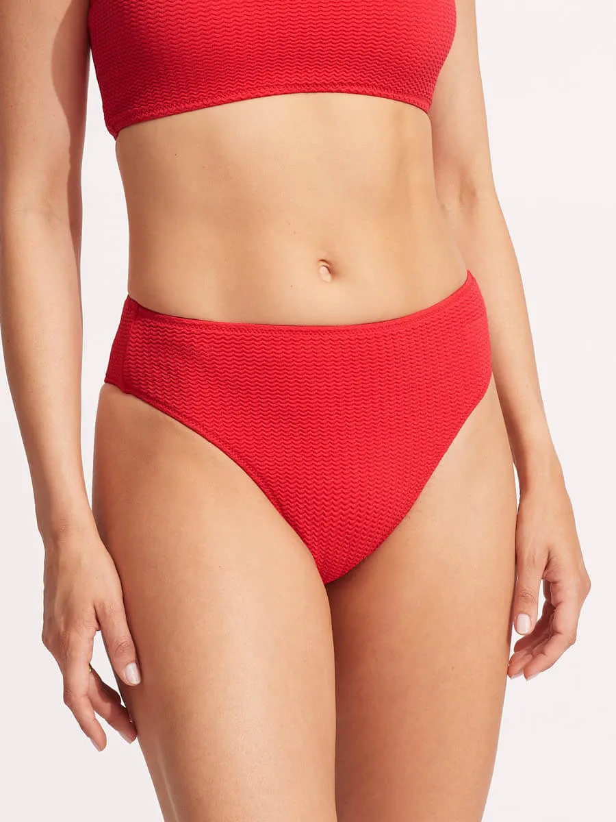 Sea Dive High Rise Bottom In Chilli Red