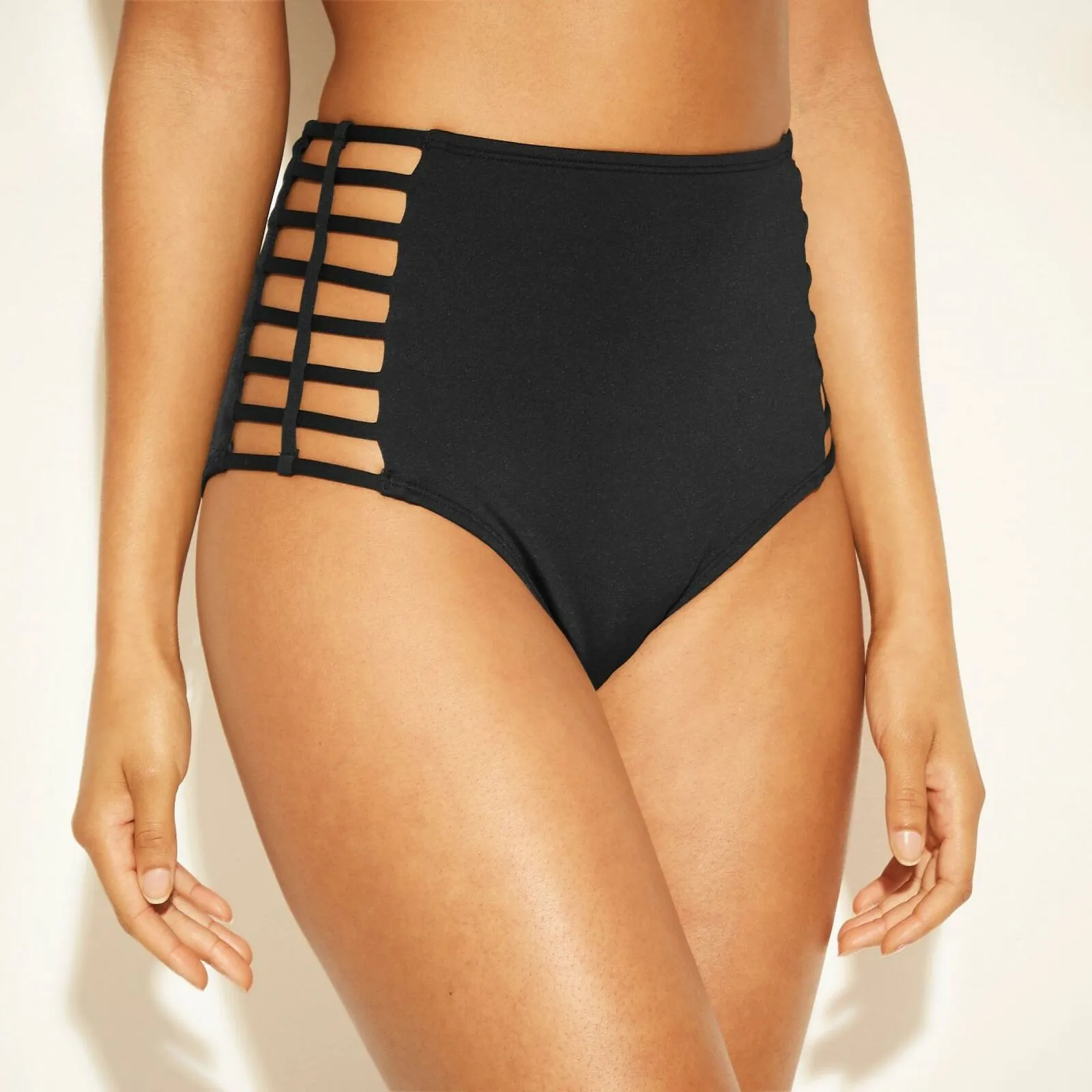 Shade & Shore Women's Caged Side High Waist Bikini Bottom