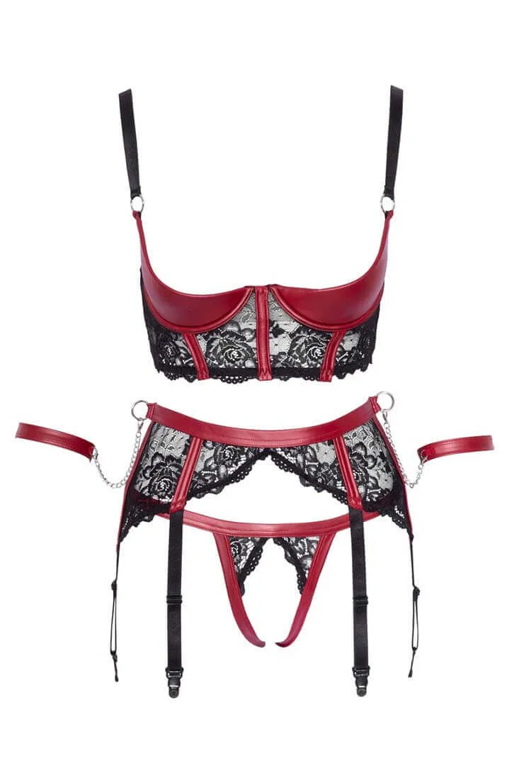 Shelf bra, garter belt & thong - Submissive Signs
