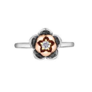 Shelly Purdy 14K White, Rose and Yellow Gold Newfoundland & Ladrador Pitcher Plant (0.10ct) Canadian Maple Leaf Diamond Ring