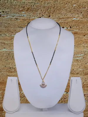 Short Mangalsutra Designs Gold Plated Latest American Diamond Pendant 20 Inches Mangalsutra