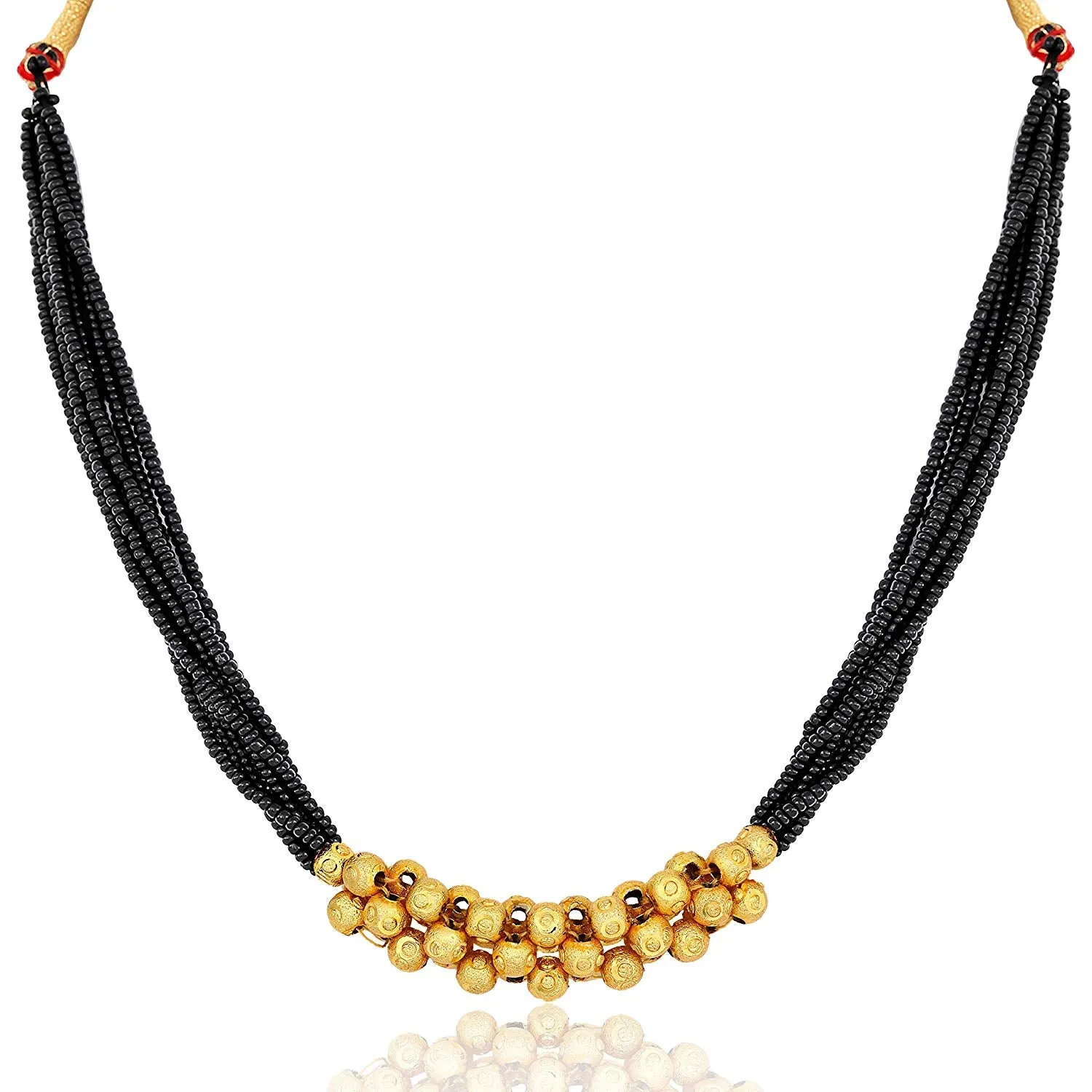 Short Mangalsutra Designs Gold Plated Latest Golden Beads Multi-Layer Mangalsutra