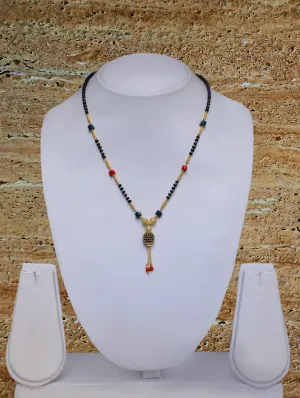 Short Mangalsutra Designs Gold Plated Latest Multicolor Round Mani Latkan 17 Inches Mangalsutra